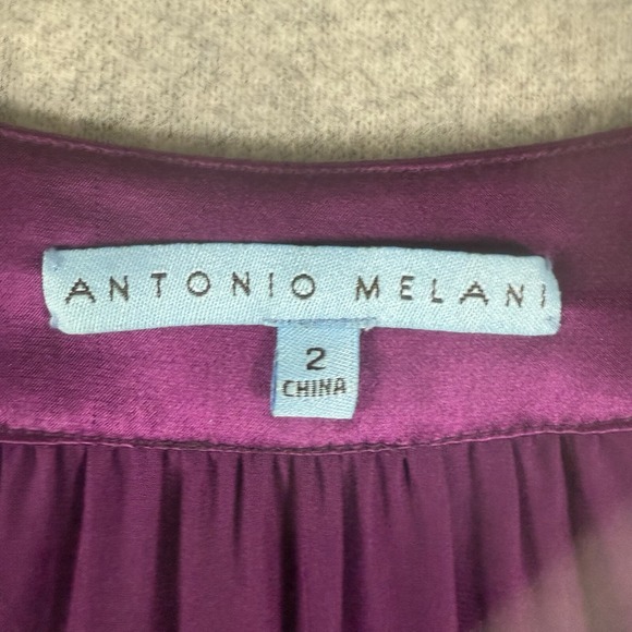 Antonio Melani Silk Dress 2 Purple Embellished‎ Cocktail Evening Elegant Luxury - Picture 4 of 8
